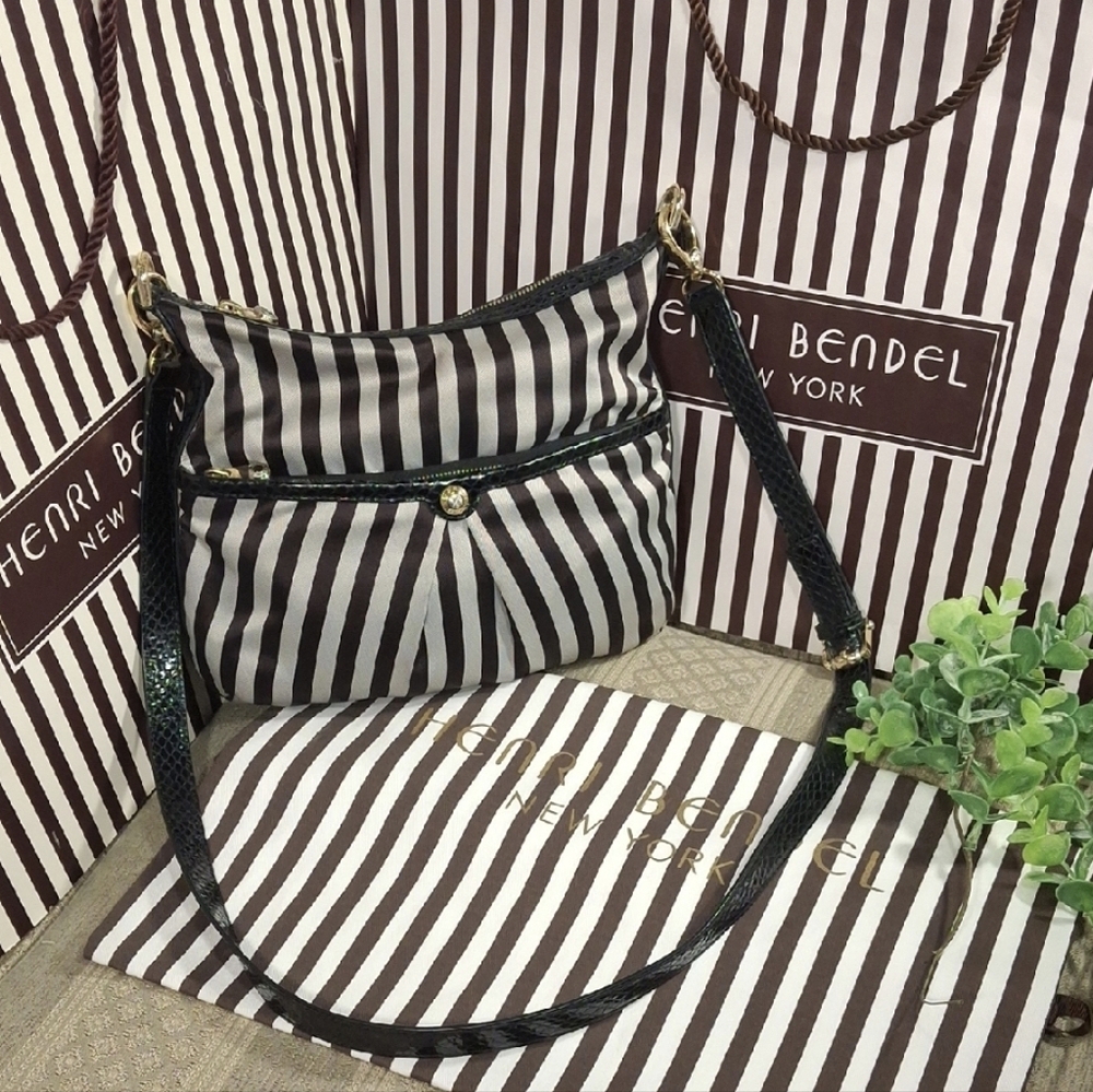 Henri Bendel Centennial Stripe Fabric Messenger Bag